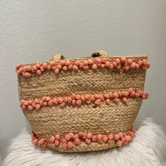 ⚜️💛⚜️Shiraleah Aubrey small pompom Jute Bag Bohemian - Picture 5 of 17